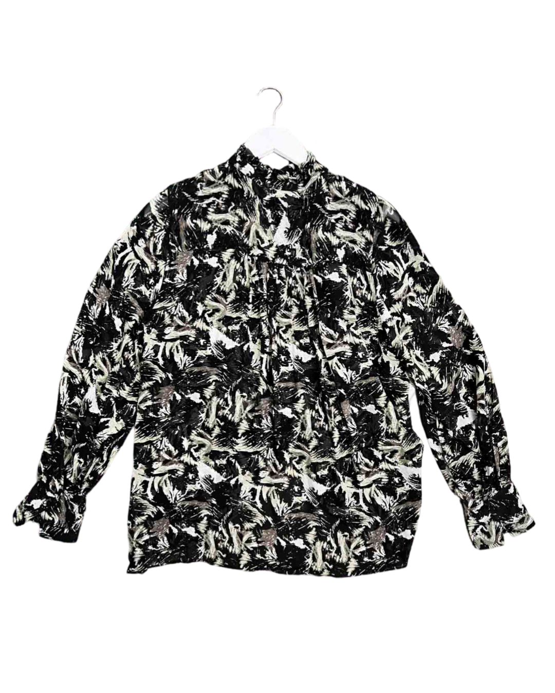 Size M | Second Female Black and Grey Brushstrokes Top
