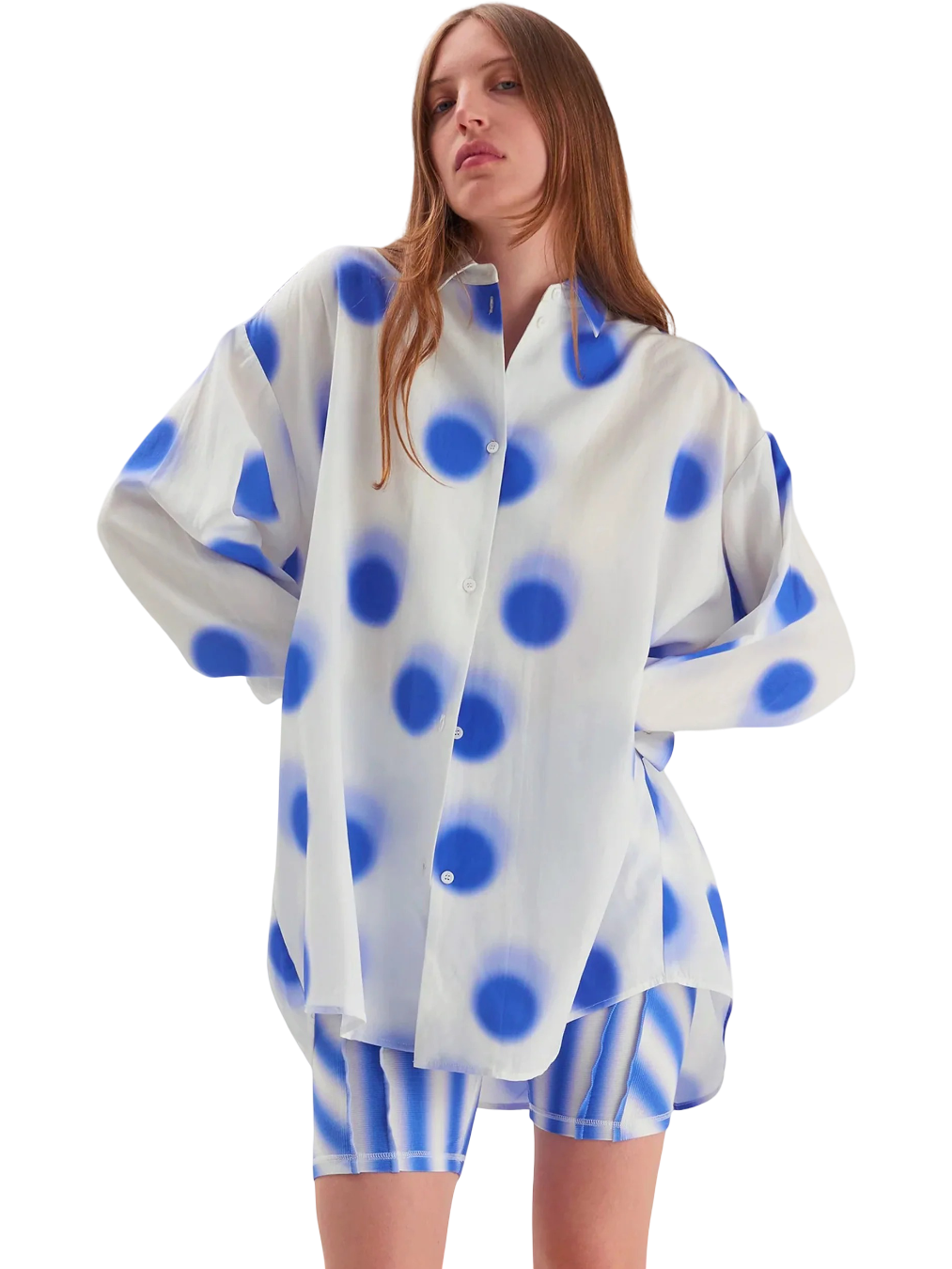 Size M/L | Verner White/Blue Spot Oversized Business Shirt