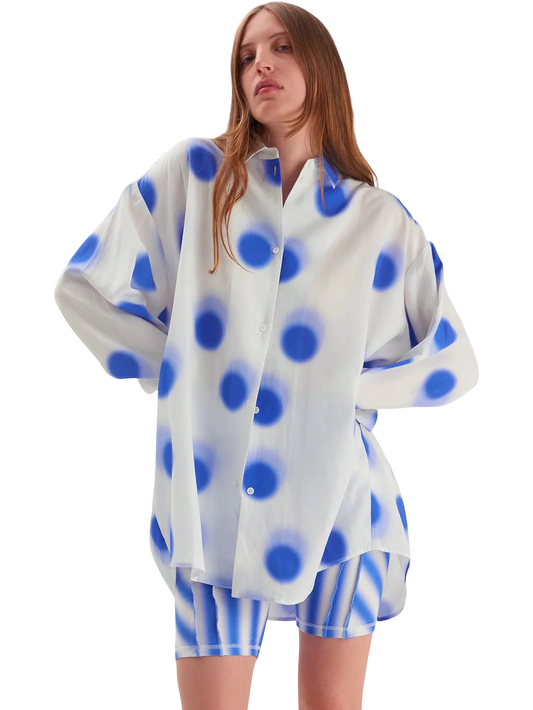 Size M/L | Verner White/Blue Spot Oversized Business Shirt