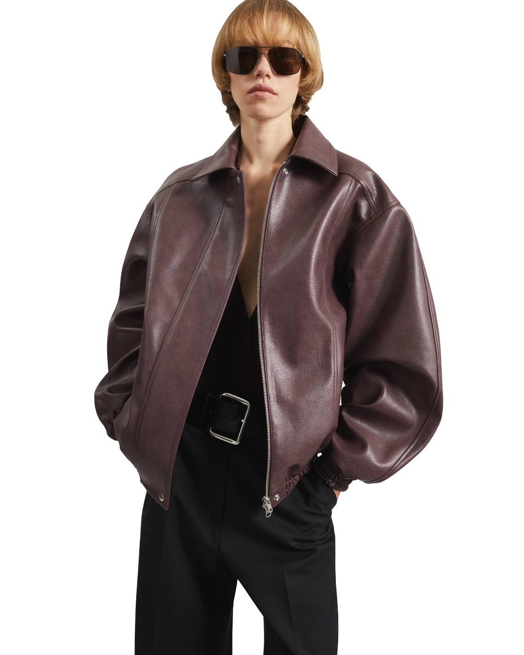 Size XS | The Frankie Shop Burgundy Prescott Faux Leather Jacket