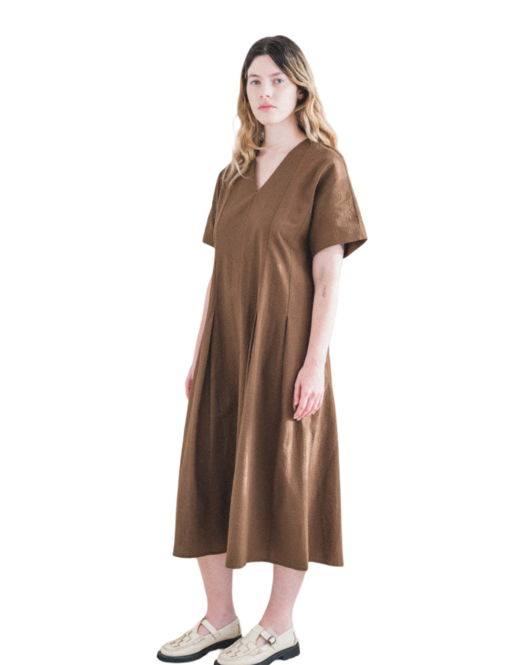 Size L | Kloke Brown Seersucker Surface Dress