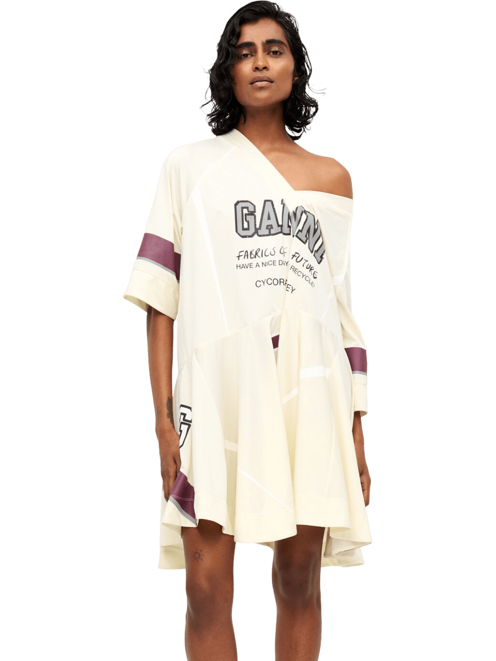 Size L/XL | Ganni Ivory League Oversized Mini Dress NWT