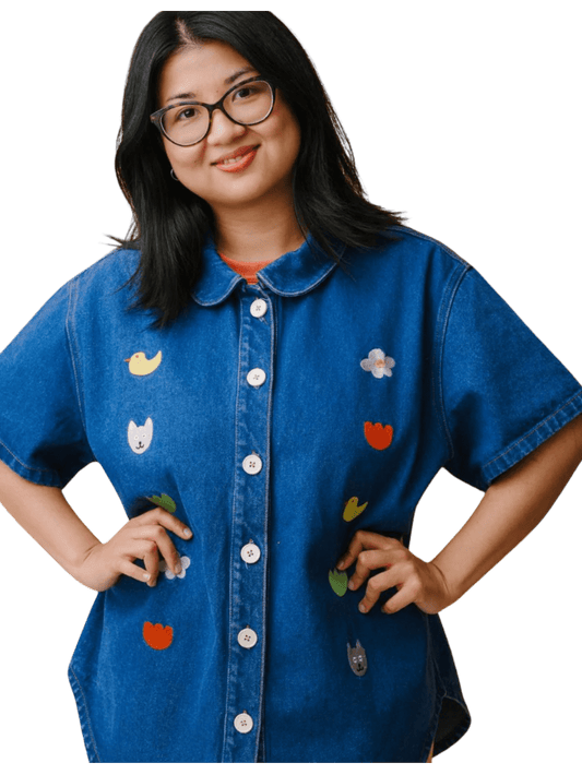 Size L | Kina & Tam Organic Cotton Tinker Denim Top