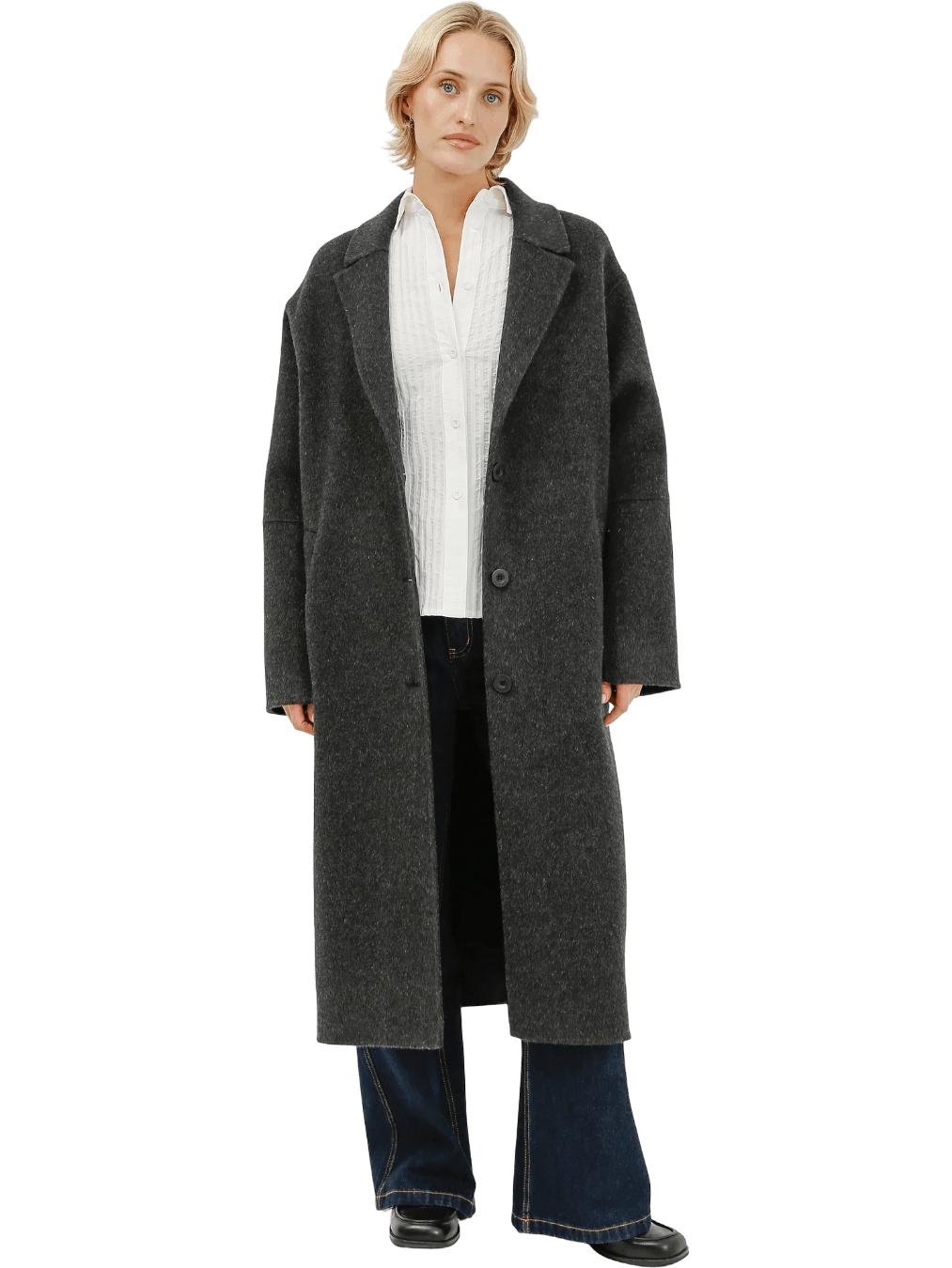 Size S | Alpha60 Grey Wool Leigh Coat