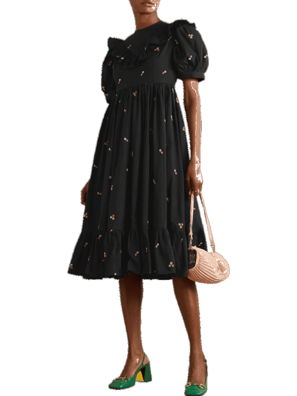 Size 18 (3XL) | Batsheva May Ruffled Embroidered Cotton-Poplin Midi Dress