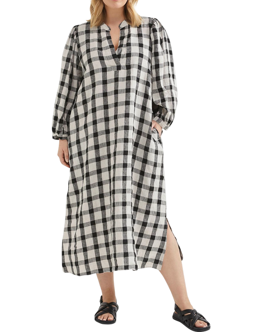 Size 16 | Commonry Check Linen Midi Dress