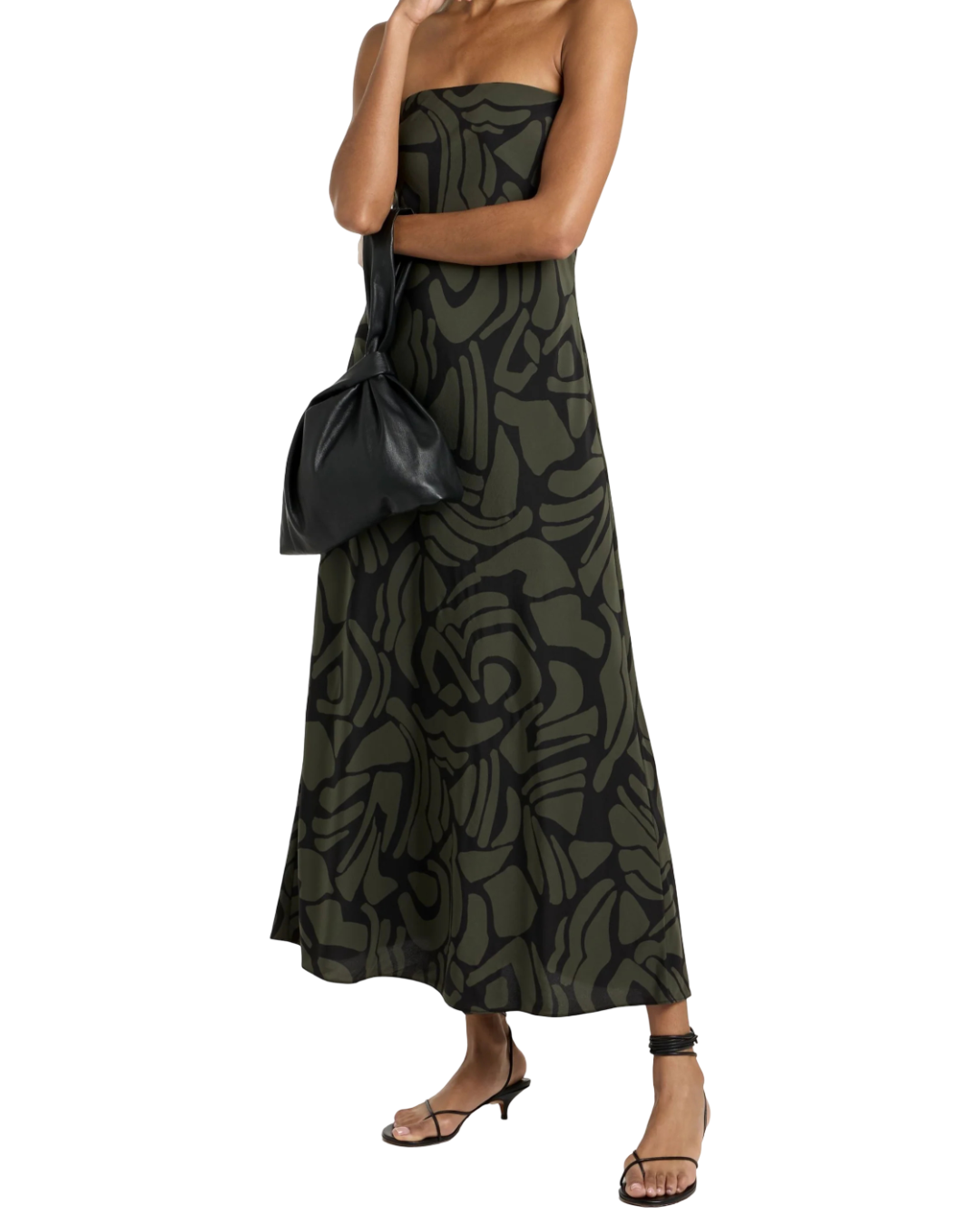Size 10 | Matteau Green and Black Silk Bias Column Dress