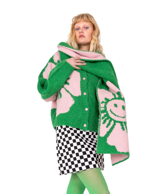 Oversized | Emma Mulholland on Holiday Green + Pink Alpaca Blend ScarfScarf