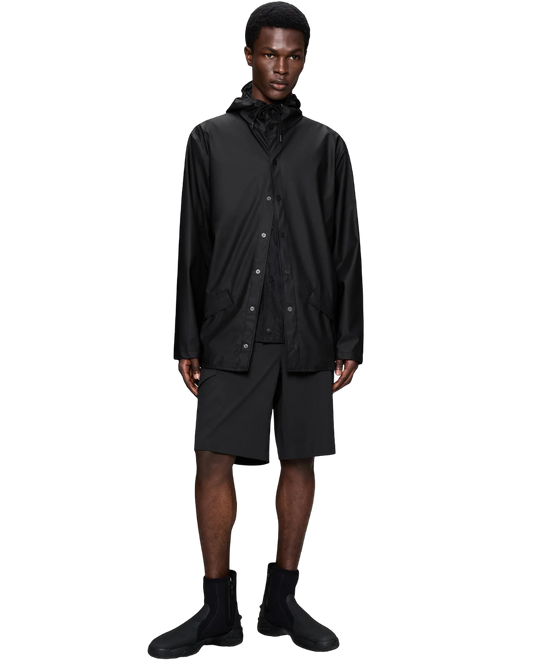 Size XS | Rains Black Hooded Rain Coat