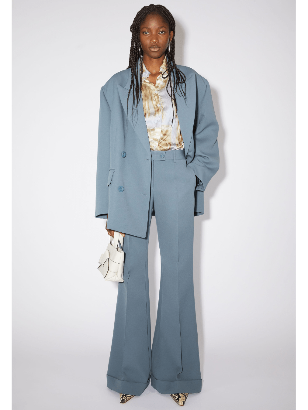 Size 40 (M) | Acne Studios Dusty Blue Twill Flared Pants