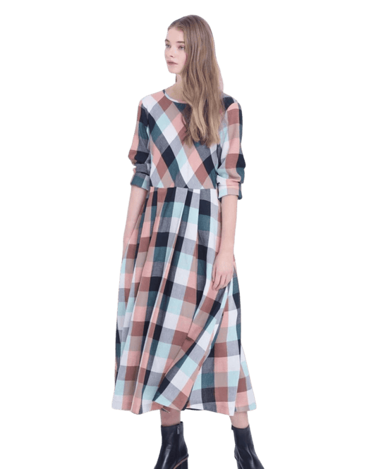 Size 8 | Elk Check Midi Dress