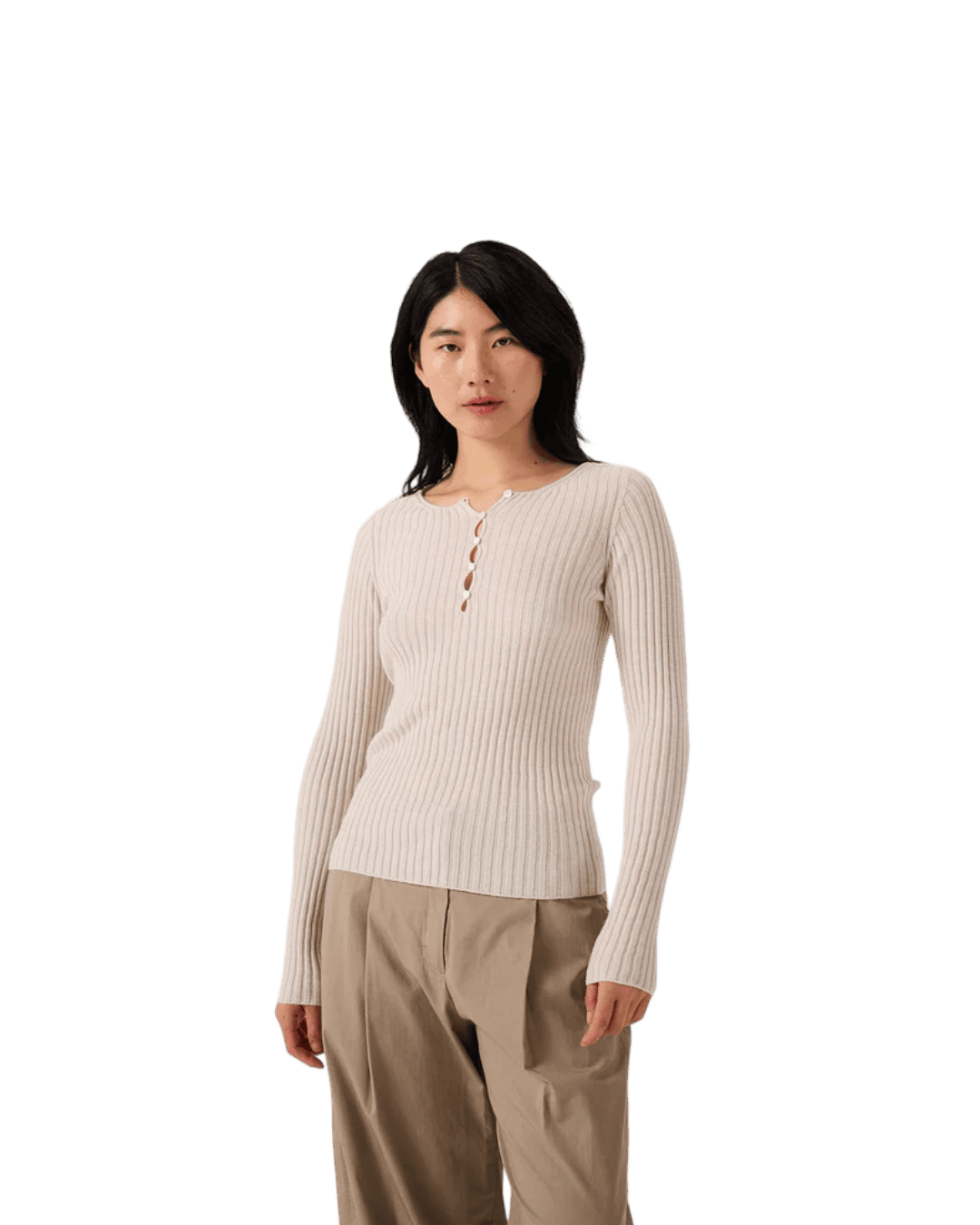 Size M | Francie Ribbed Merino Top