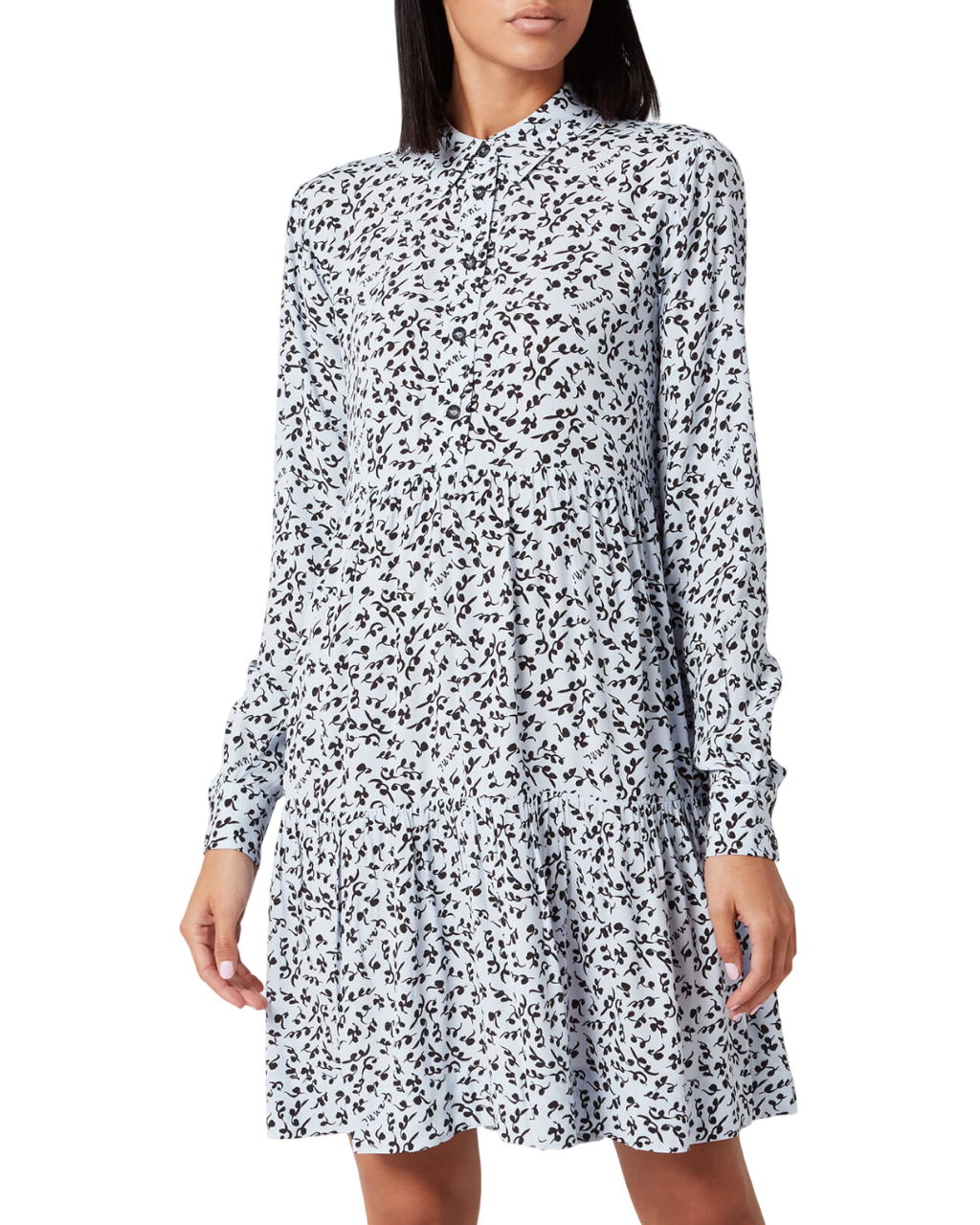 Size 40 (L) | Ganni Leaf Print Crepe Shirt Dress