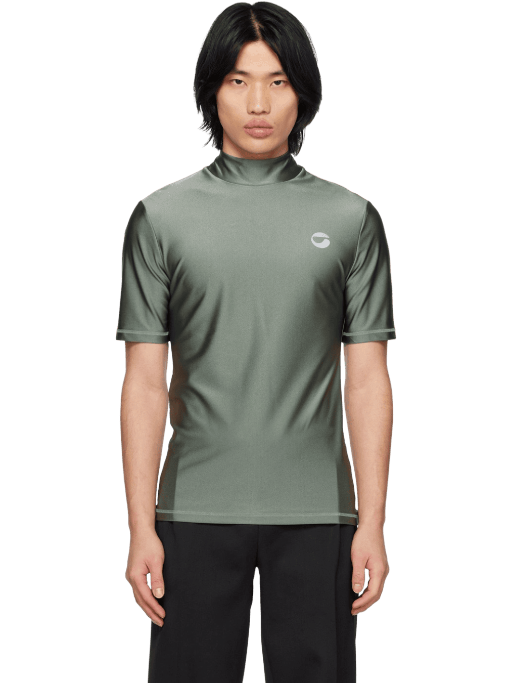 Size XS | Coperni Metallic Sage Fitted Turtle Neck Top