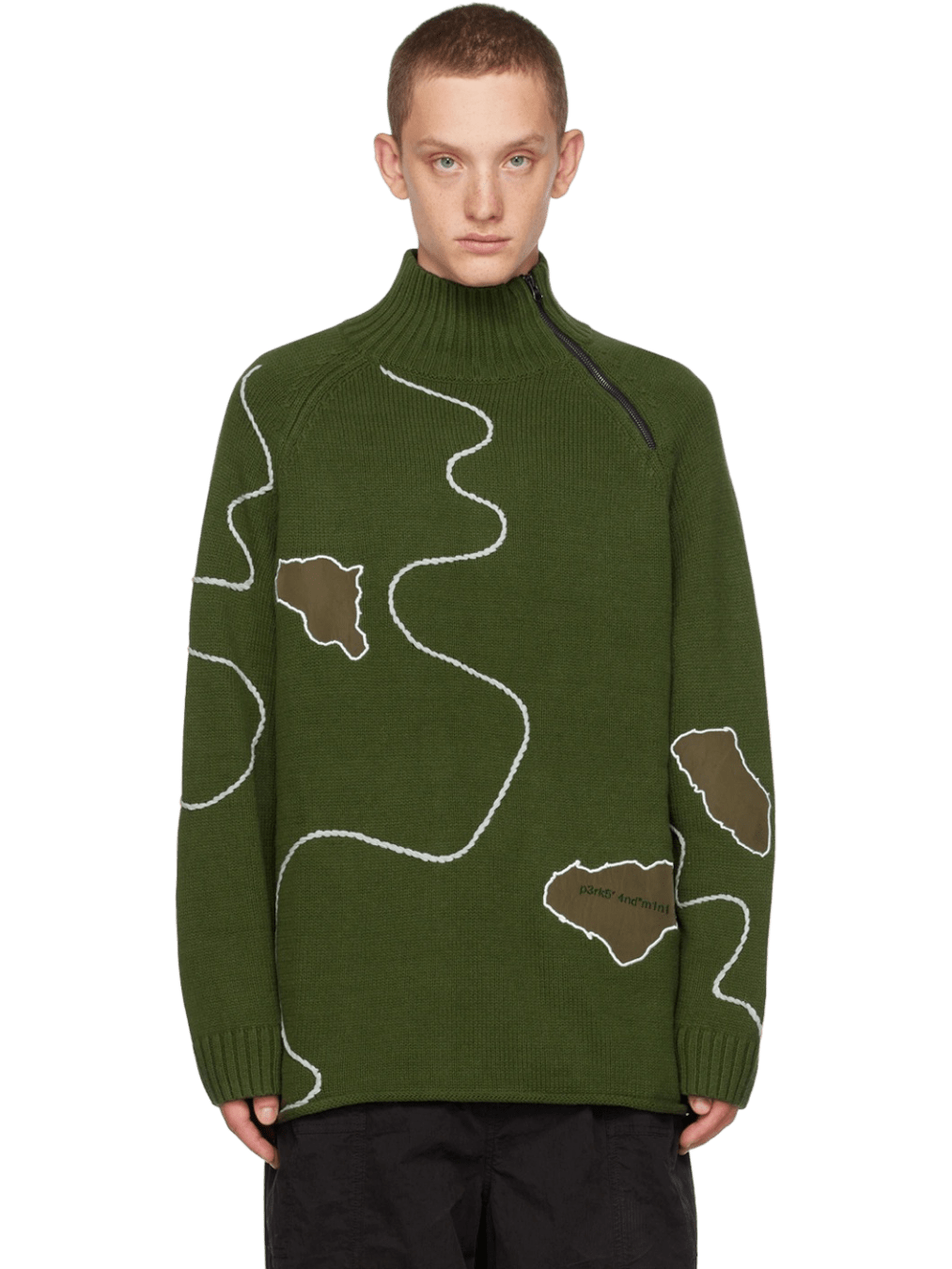 Size L | PAM Green Relief Turtleneck Jumper