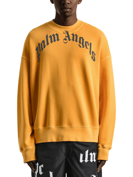 Size XS | Palm Angels Vintage Wash Curved Logo Crew Sweatshirt