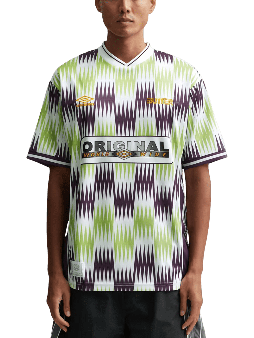 Size M | Butter x Umbro Optical Short-Sleeve Jersey Top