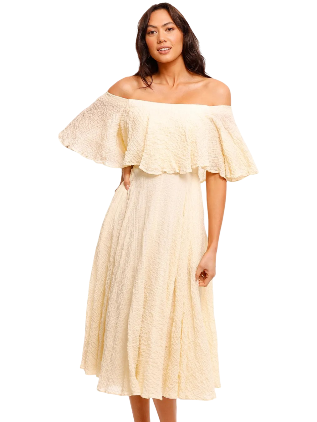 Size 14 | Kitx Ivory Cotton Textured Midi Dress