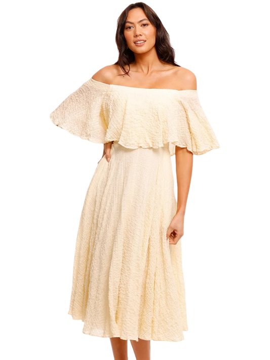 Size 14 | Kitx Ivory Cotton Textured Midi Dress