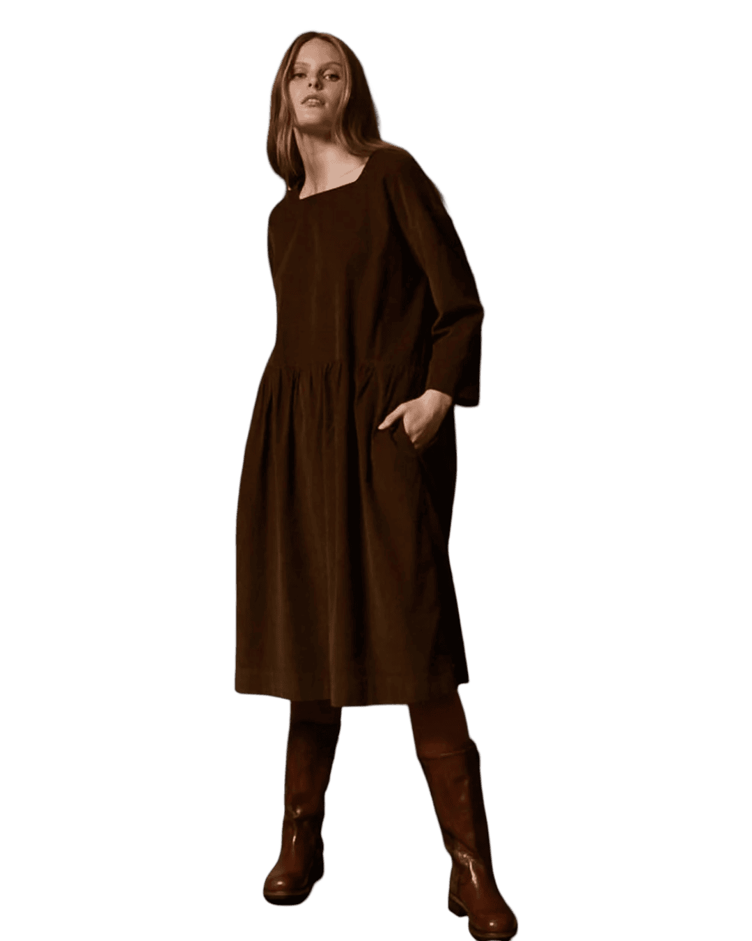 Size L | Manteau Noir Cotton Corduroy Dress