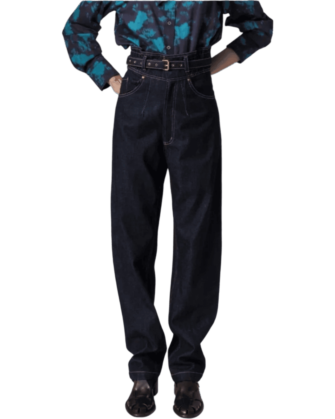 Size 3 (L) | Megan Park Paperbag Waist Indigo Jeans