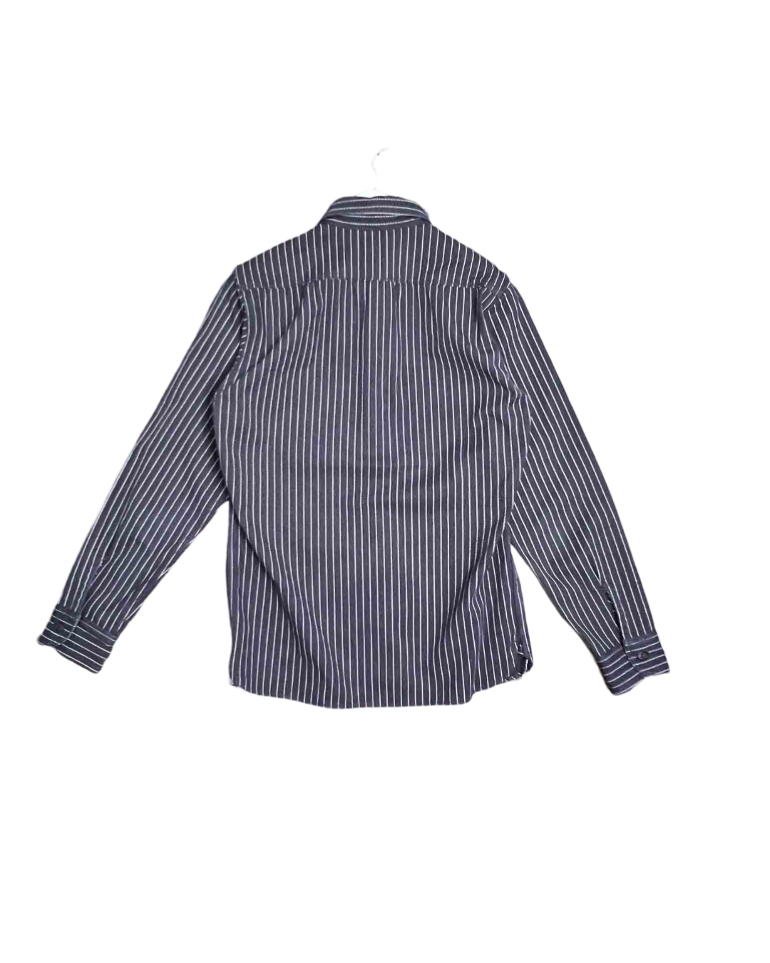 Size S - Momotaro Jeans Black and White Stripe Cotton Drill Shirt