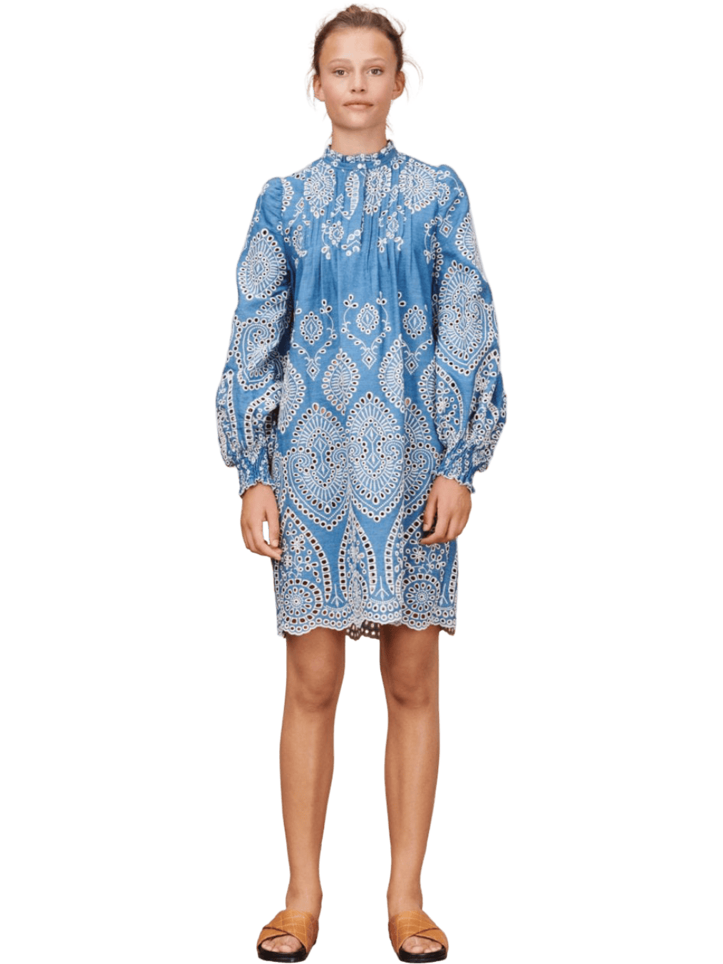 Size 36 (8) | Munthe Tepic Blue Broderie Anglaise Cotton Shift Dress