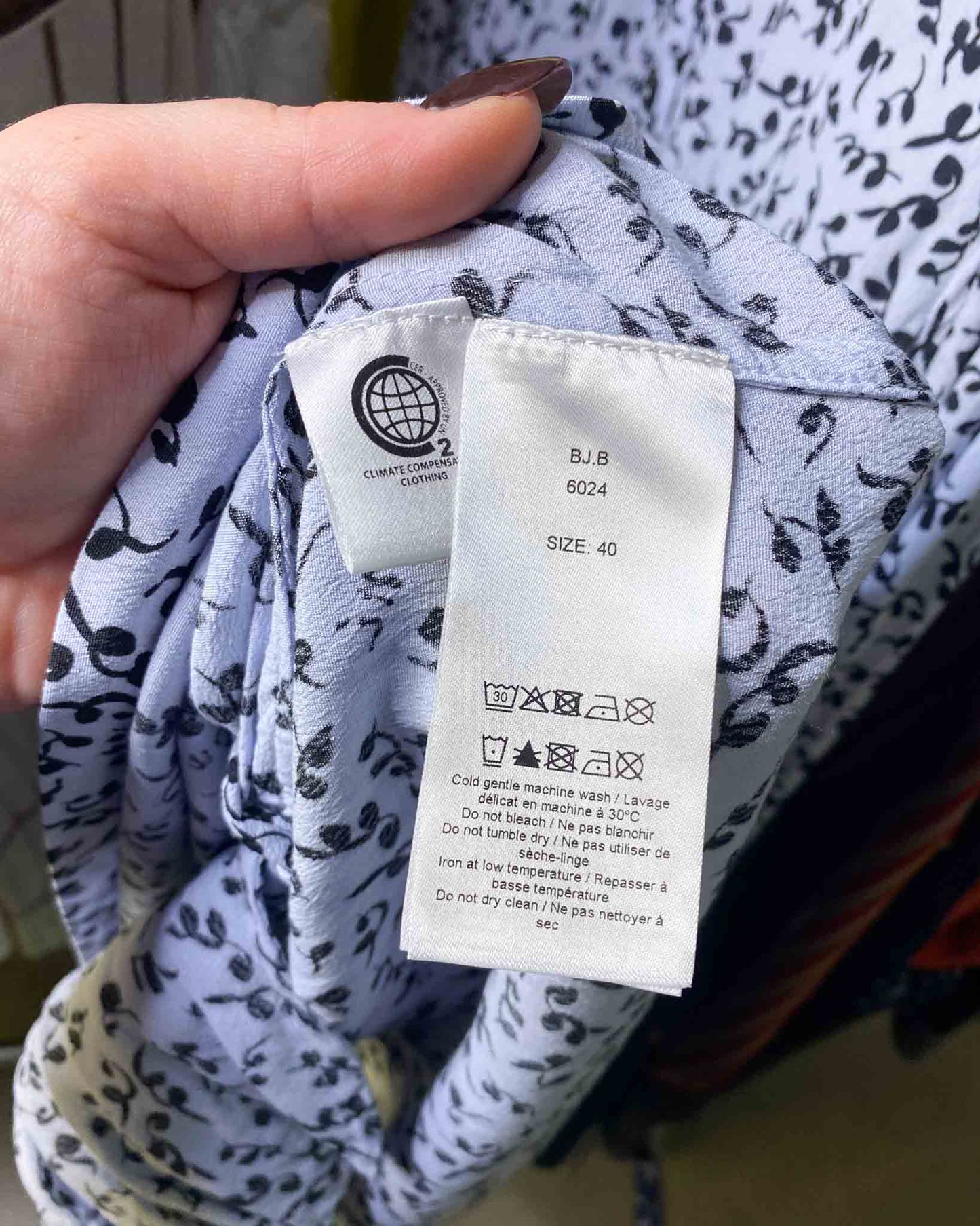Size 40 (L) | Ganni Leaf Print Crepe Shirt Dress