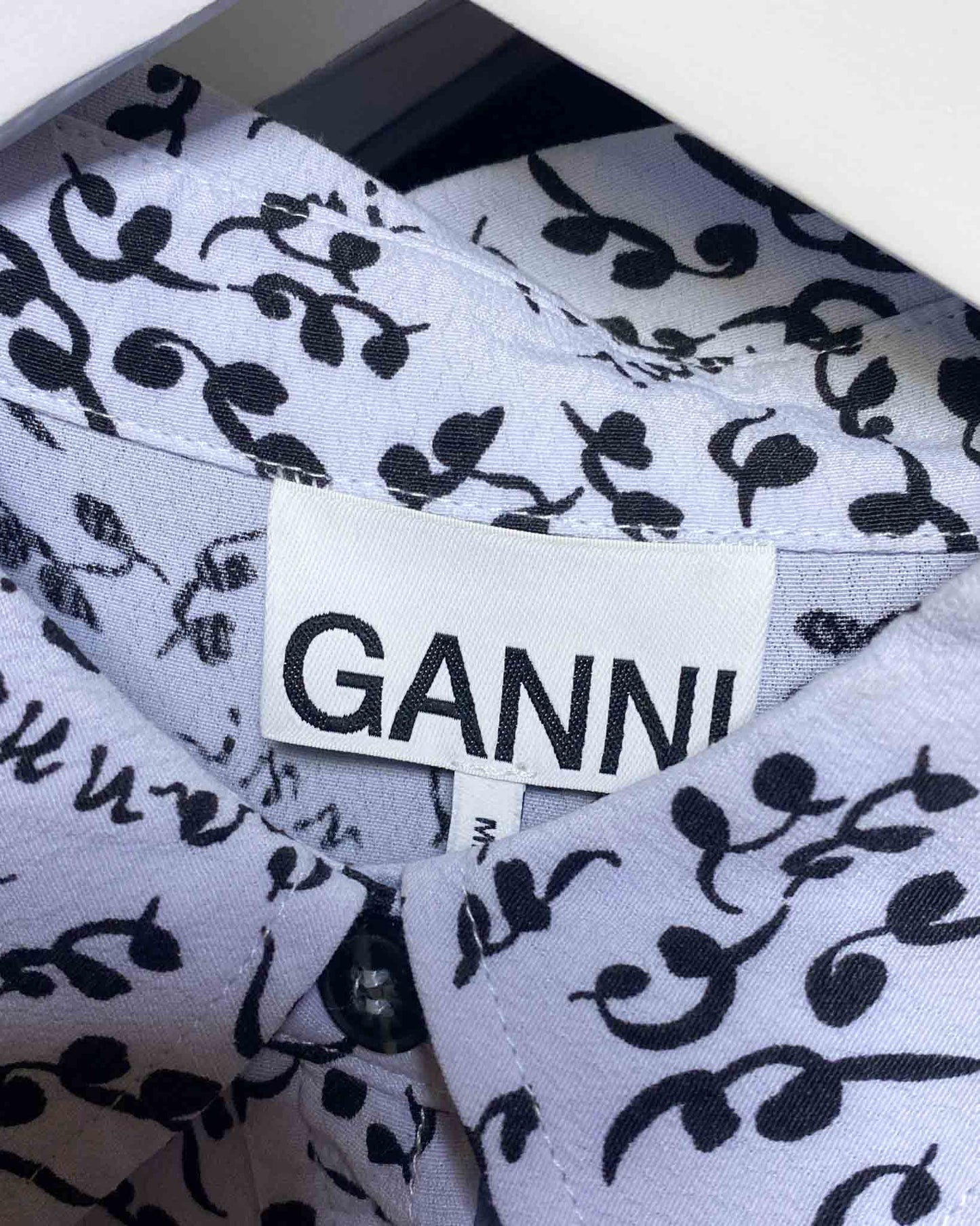 Size 40 (L) | Ganni Leaf Print Crepe Shirt Dress