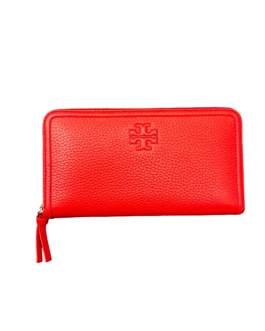Tory Burch Red Leather Zip Wallet