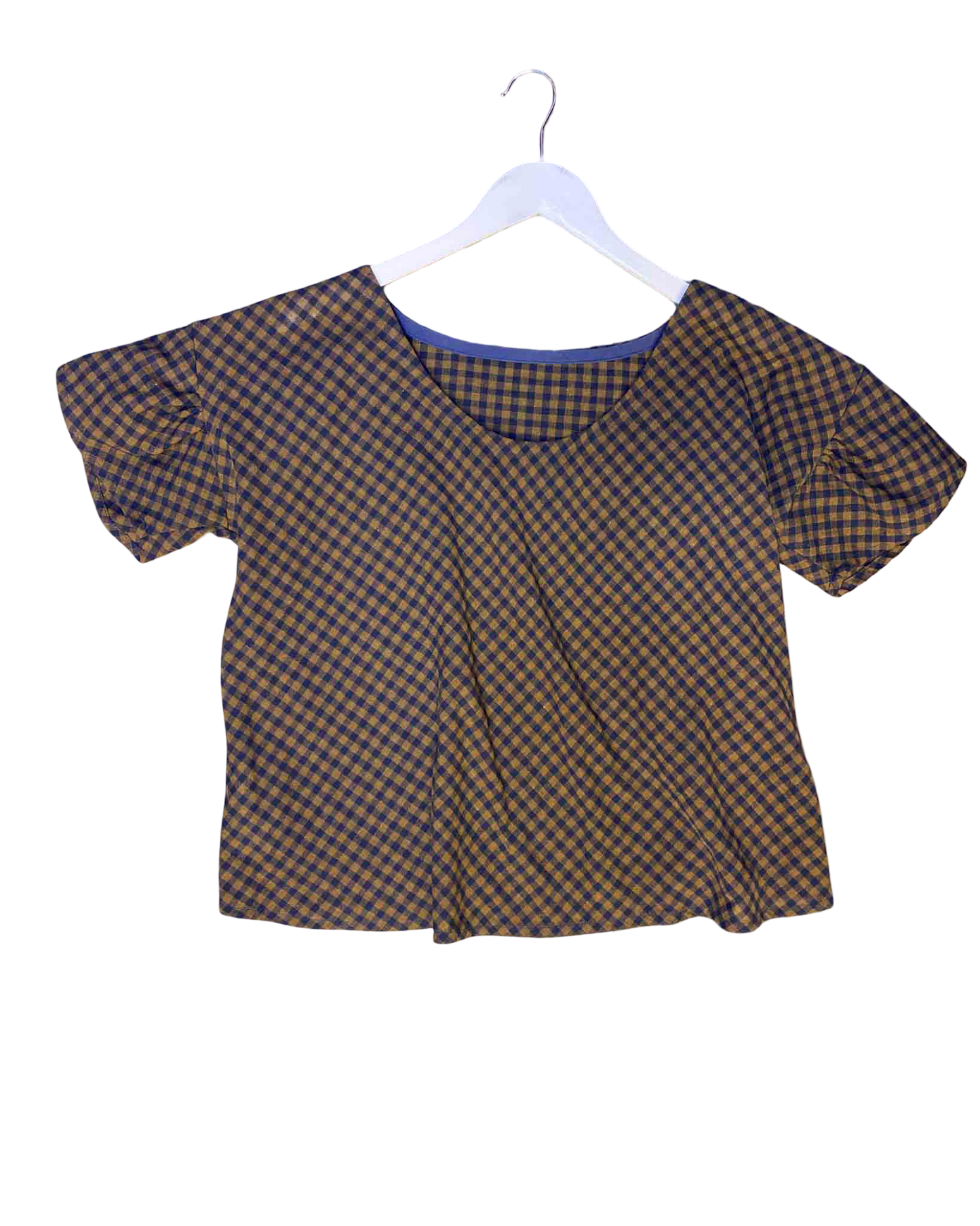 Size 3 (L) | Honest Studios Check Linen Top