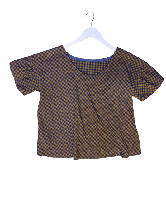 Size 3 (L) | Honest Studios Check Linen Top