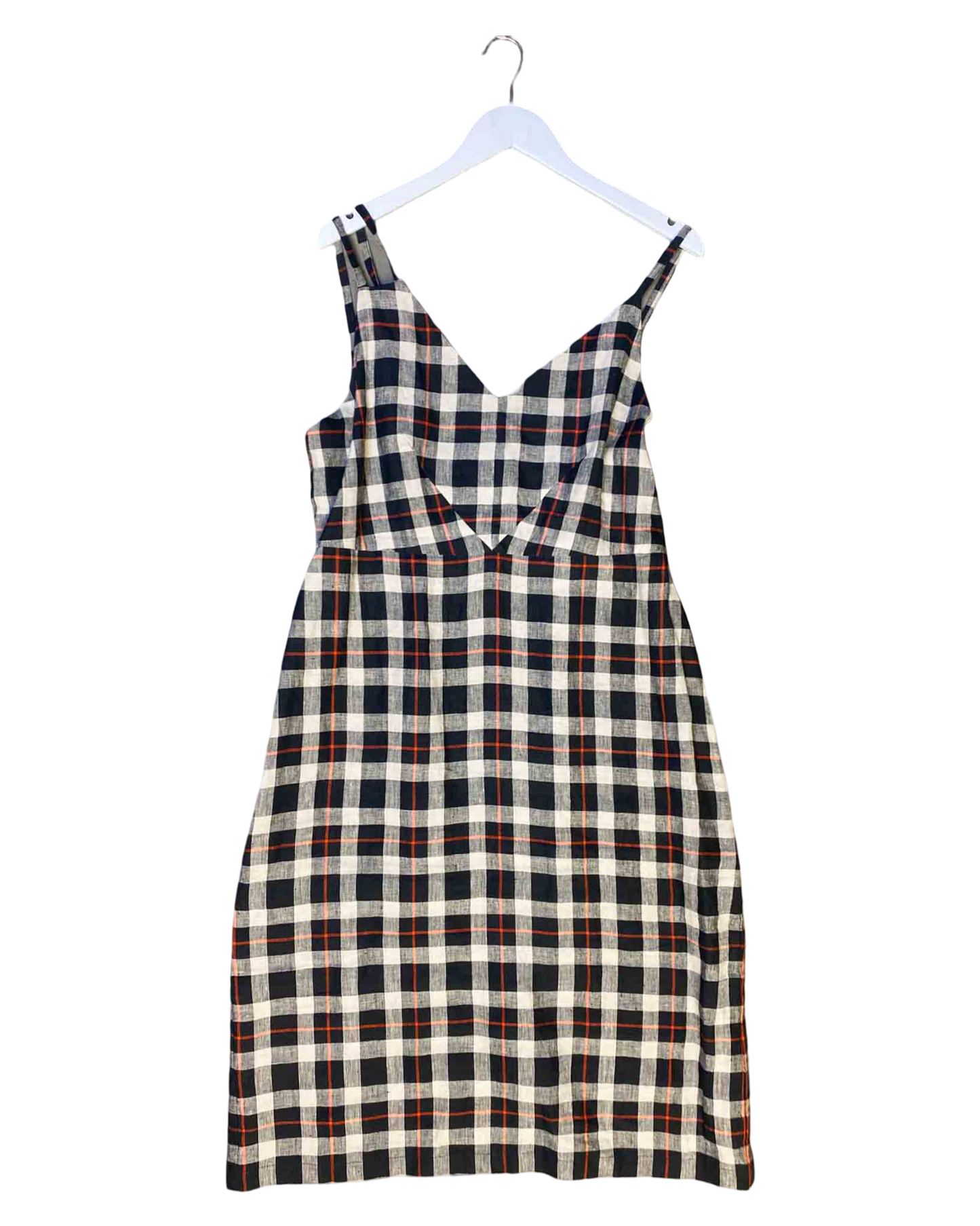 Size L | Alpha60 Strappy Plaid Linen Dress