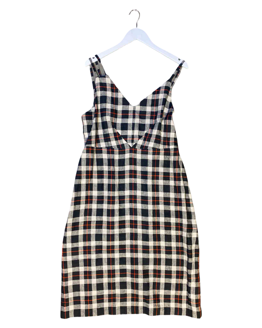 Size L | Alpha60 Strappy Plaid Linen Dress