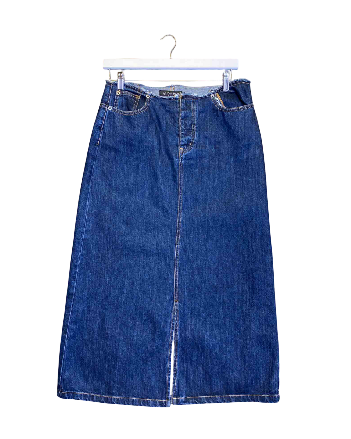 Size S | Alpha60 Frayed Denim Maxi Skirt