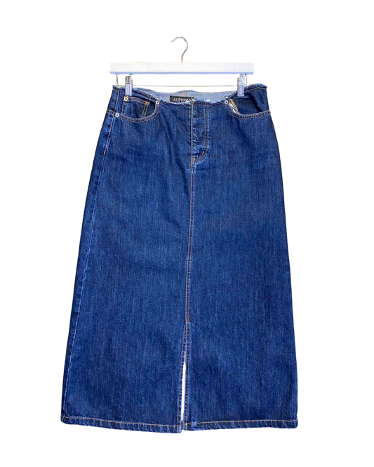 Size S | Alpha60 Frayed Denim Maxi Skirt