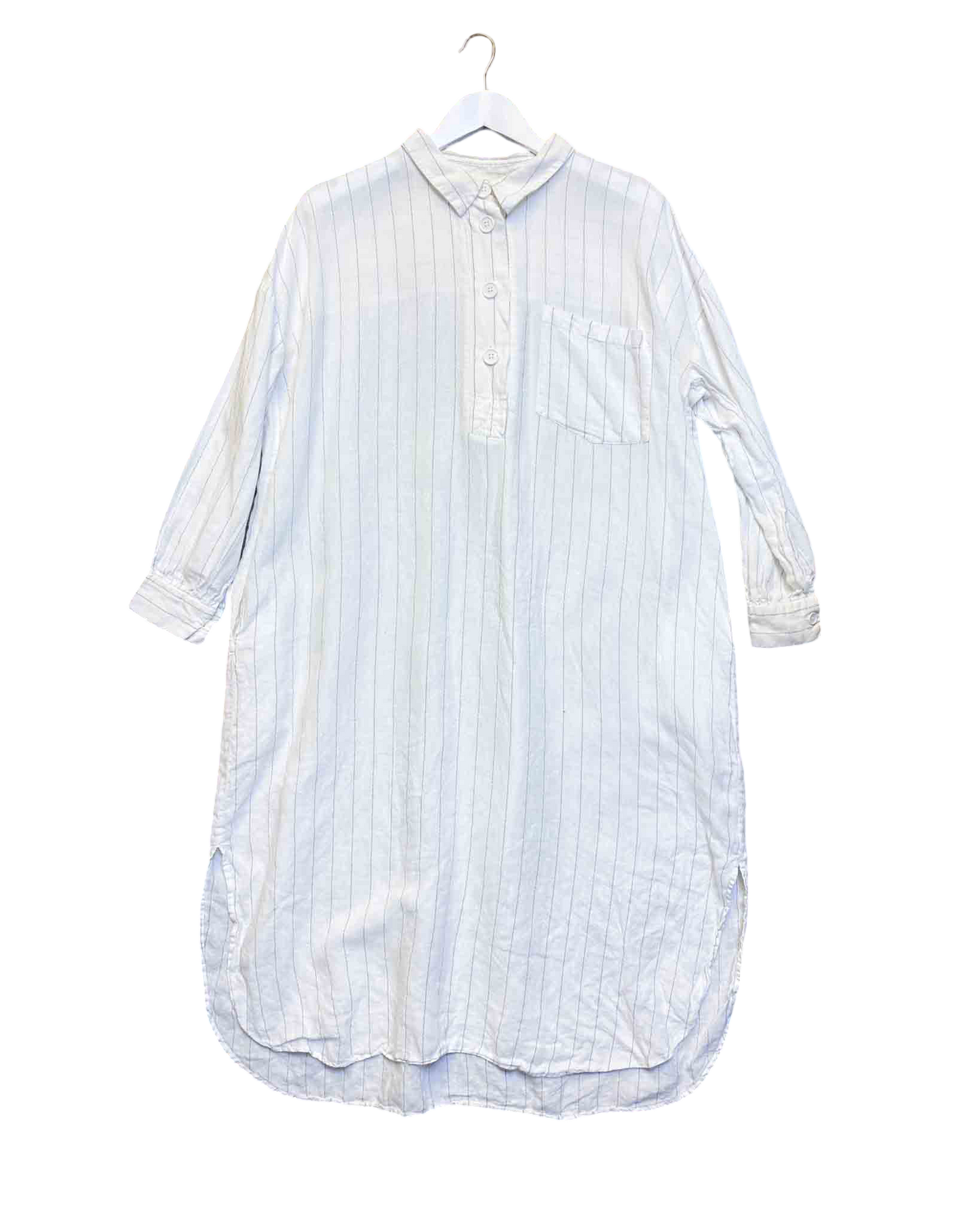 One Size | Wellington Factory Pinstripe Linen Shirt Dress