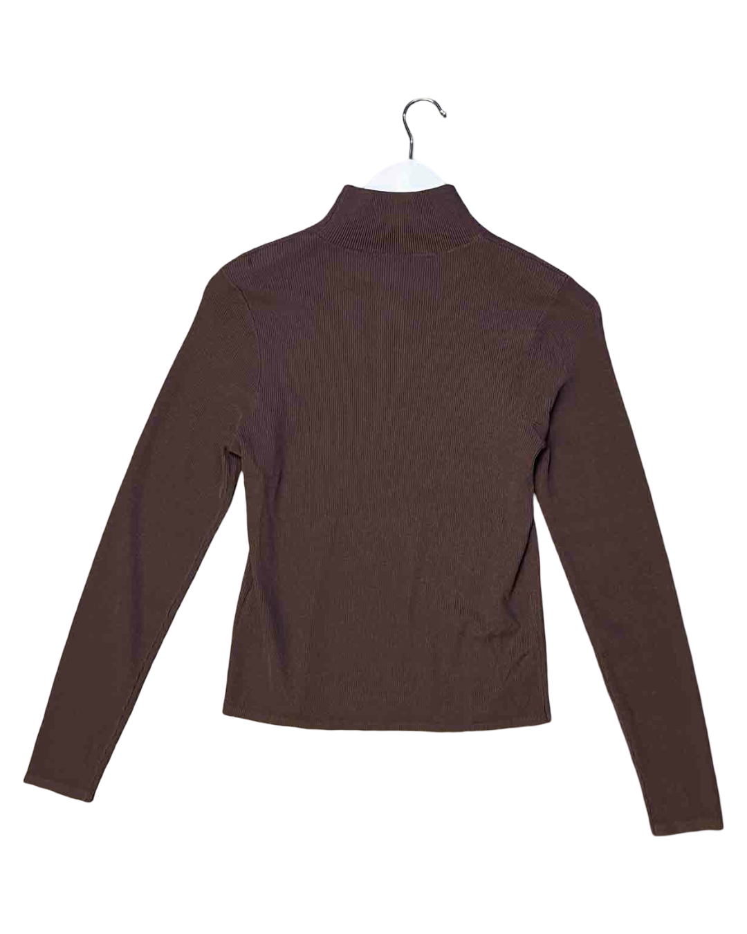 Size M | Kloke Brown Ribbed Long-Sleeve Top