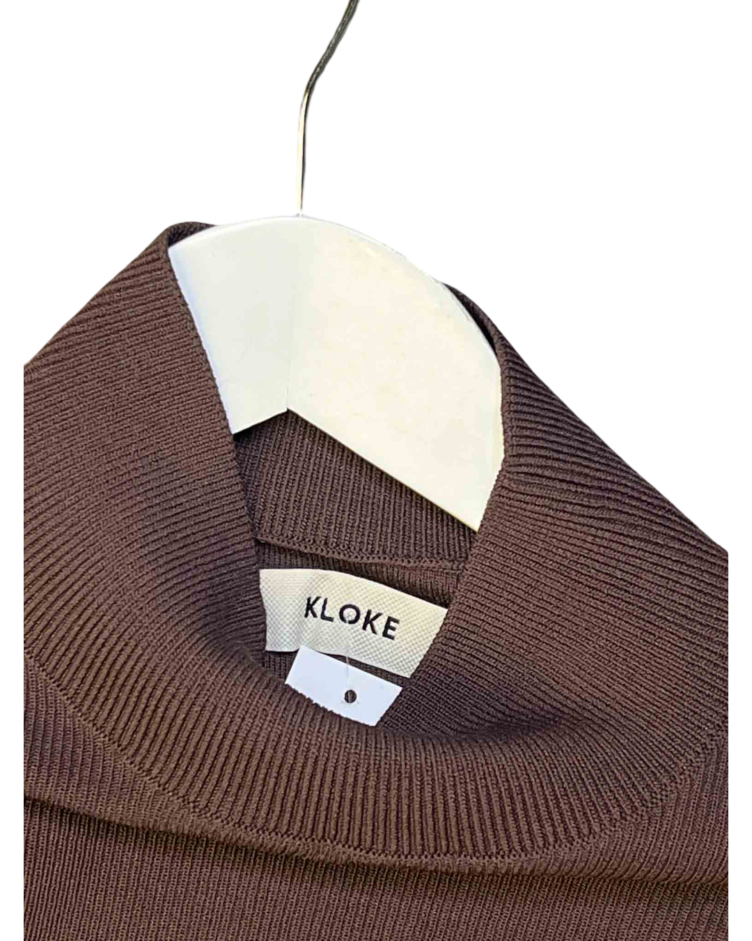 Size M | Kloke Brown Ribbed Long-Sleeve Top