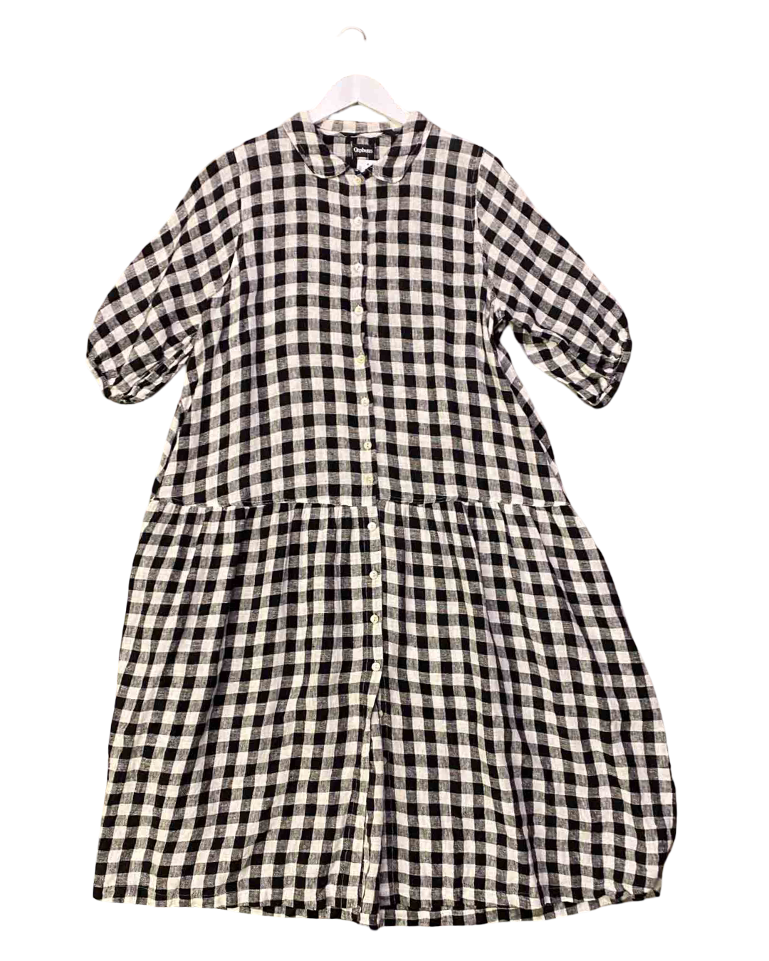 Size M/L | Orpheus Black and White Gingham Linen Dress