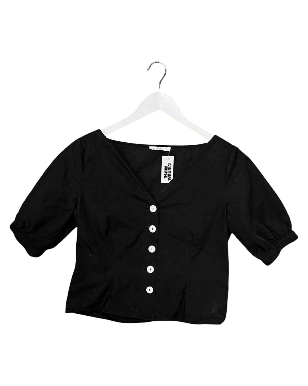 Size S | Búl Black Cotton Short-Sleeve Top