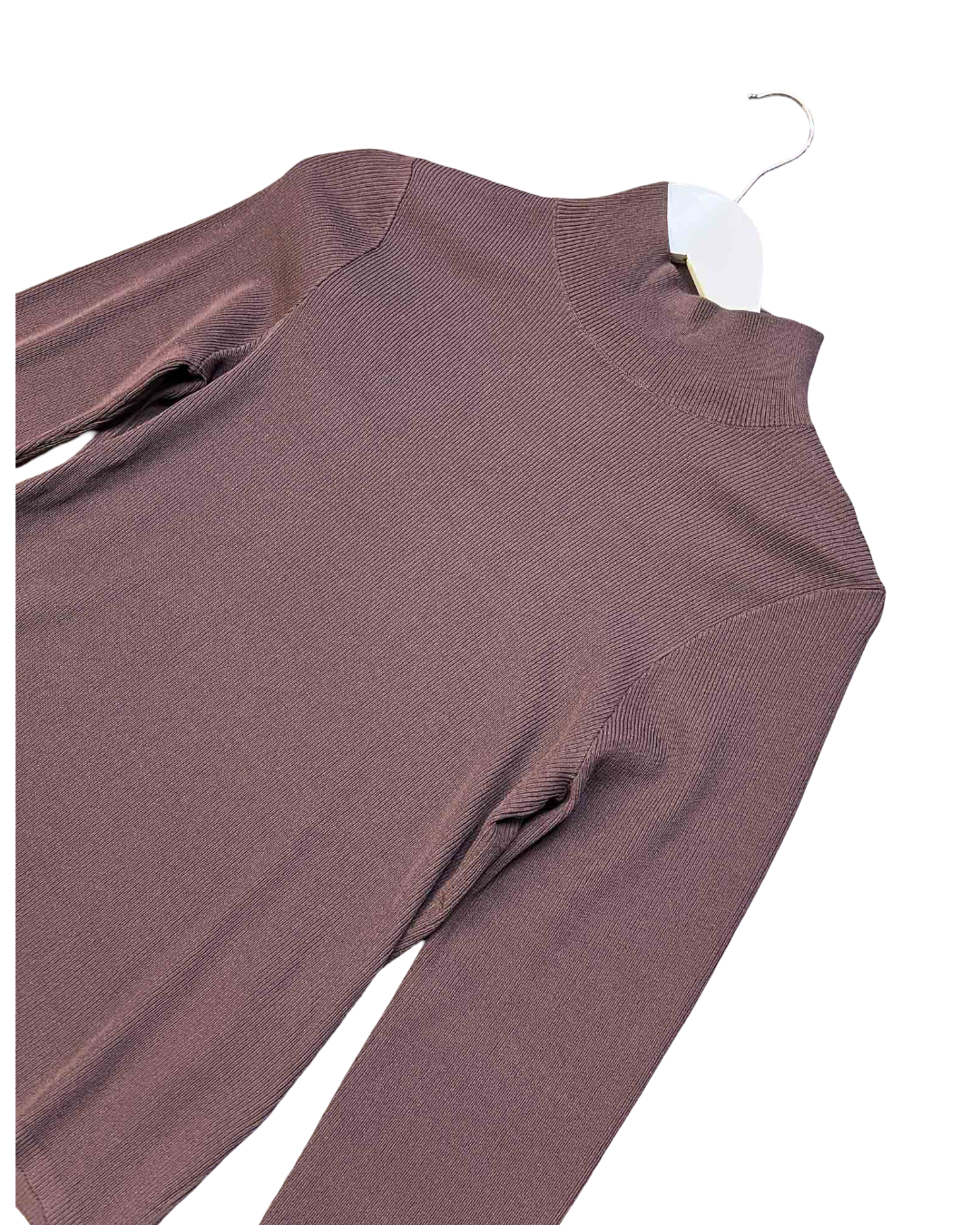 Size M | Kloke Brown Ribbed Long-Sleeve Top