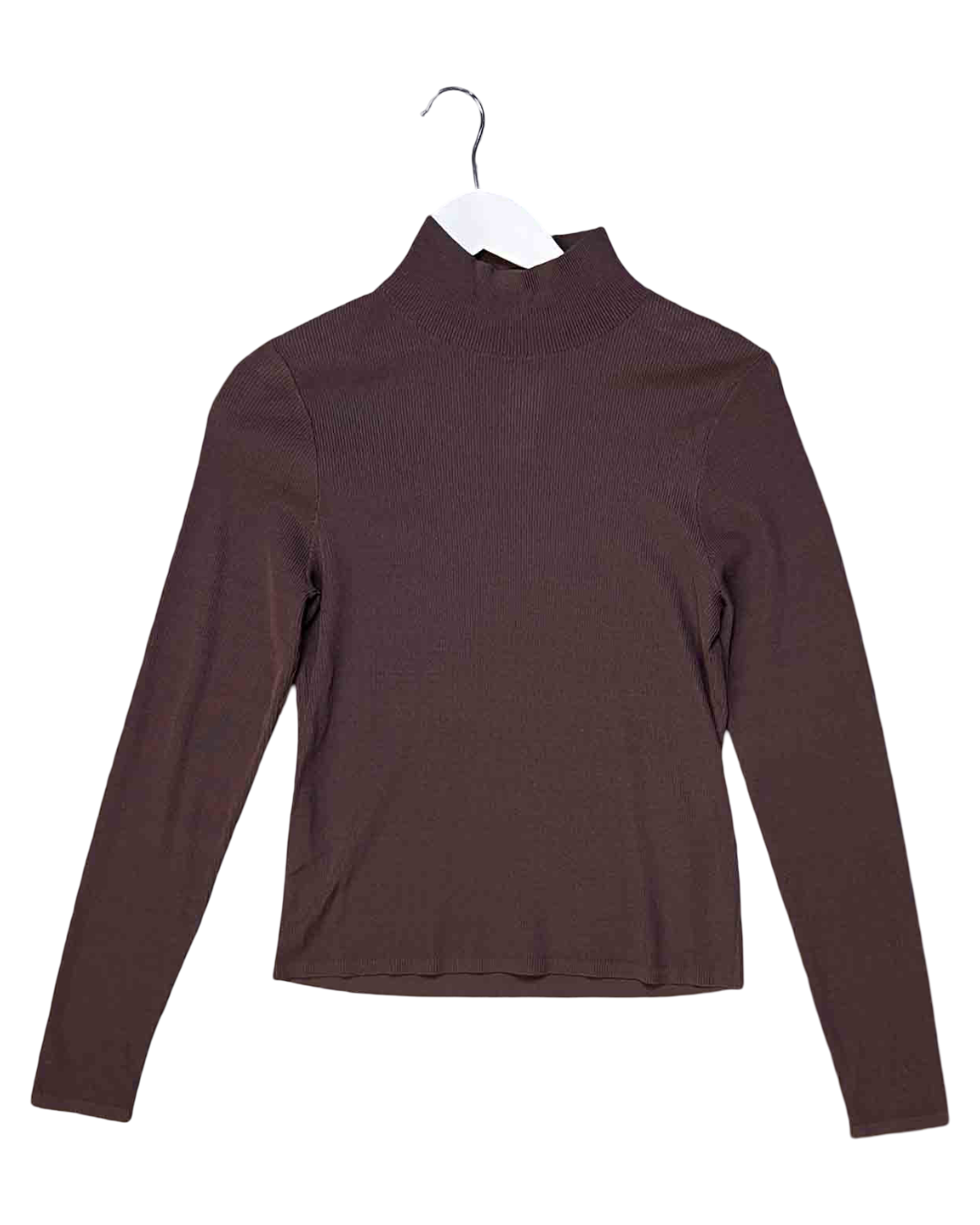 Size M | Kloke Brown Ribbed Long-Sleeve Top