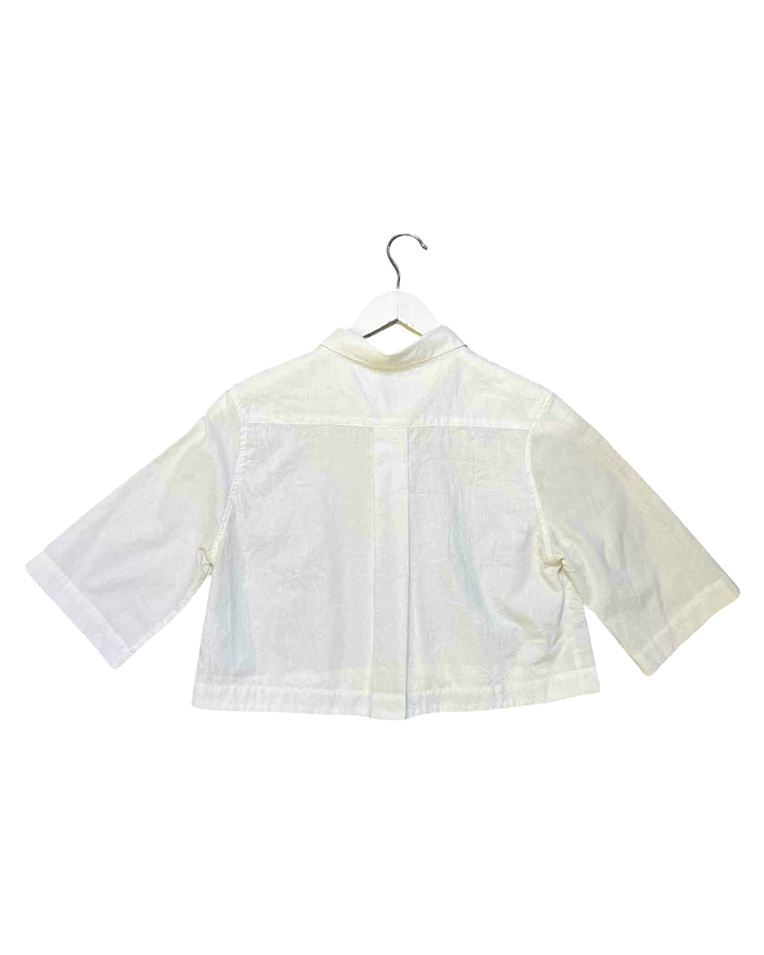 Size S | Alpha60 White Cropped Speckle Shirt