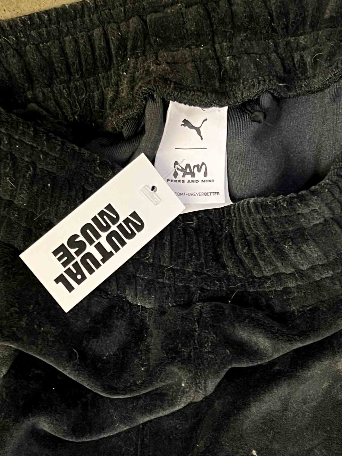 Size L | PAM x Puma Men's Black Velour Pants