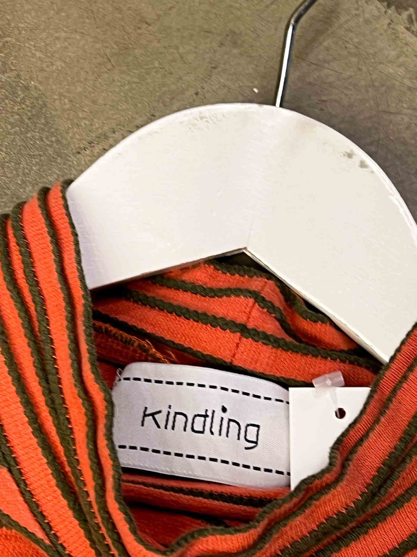 Size M | Kindling Orange/Green Striped Babytee Top