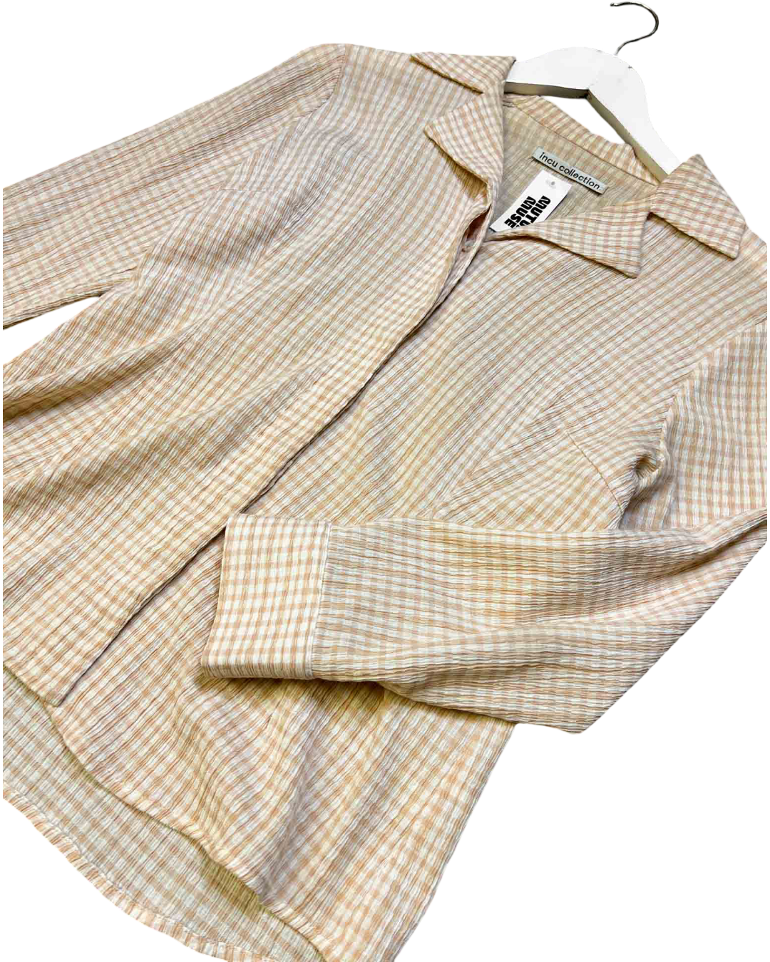 Size 8 (S) | Incu Collection Beige Gingham Shirt