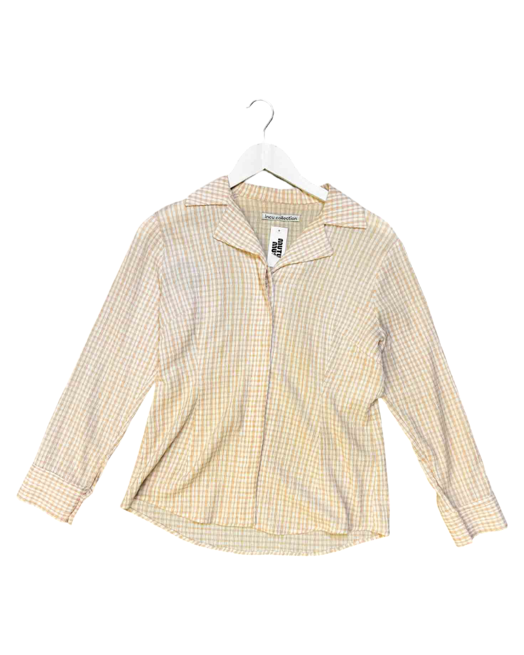 Size 8 (S) | Incu Collection Beige Gingham Shirt