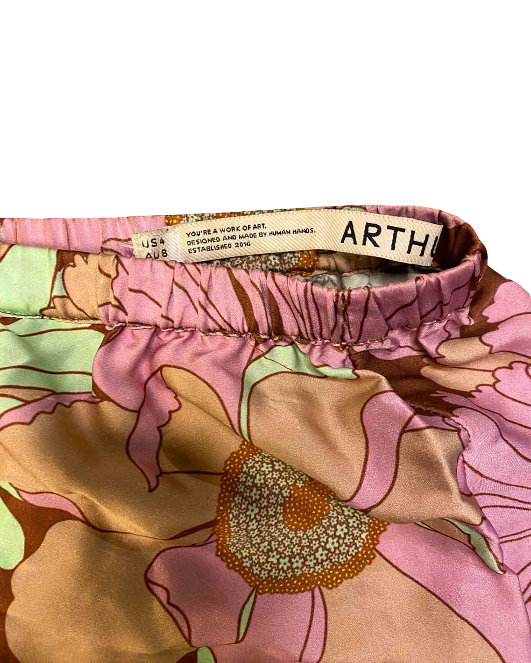 Size 8 | Arthur Pink Floral Silk Pants