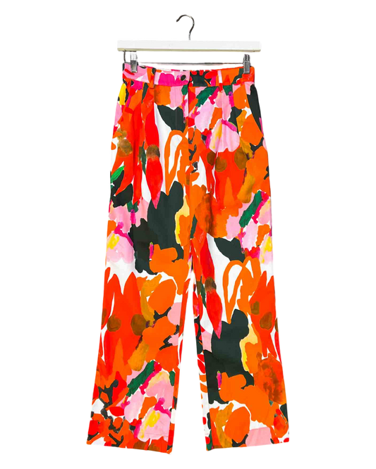 Size S | Variety Hour Painted Floral Cotton Pants
